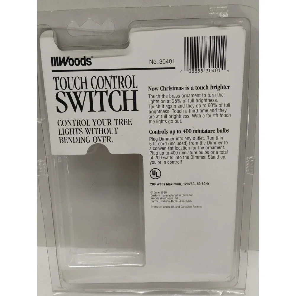 Woods Touch Control Switch 30401 Christmas Tree Light Vintage 1995 Plug In